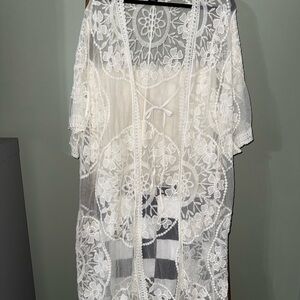 Lace Sheer Kimono- White